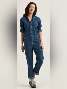 Lucky Brand Boiler Denim Jumpsuit Classic Blue  Utility Jumpsuit